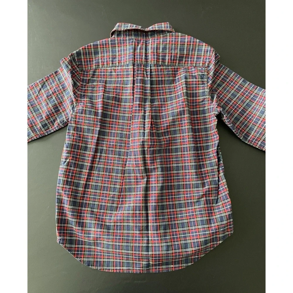 Polo Ralph Lauren Boy Size 5 Plaid Button Down Shirt Navy Red Long Sleeve Cotton